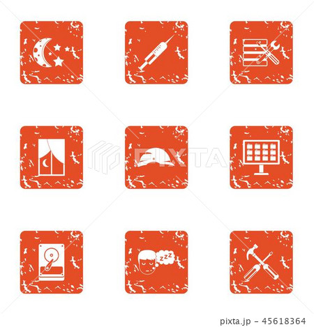 Night show icons set, grunge style 45618364