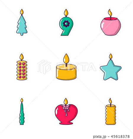 Aroma candle icons set, cartoon style 45618378