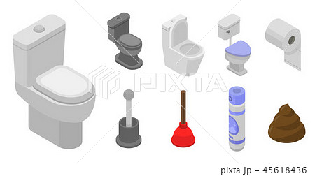 Toilet bathroom icon set, isometric style 45618436