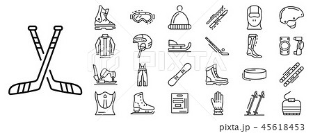 Winter sports icon set, outline style 45618453