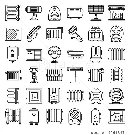 Electric heater icon set, outline style 45618454