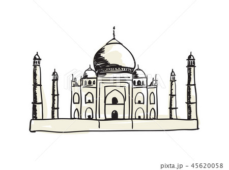 Taj Mahal Hand Drawn Iconのイラスト素材