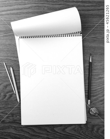 Top view notebook on wooden texture Top view notebook on wooden texture 45621265