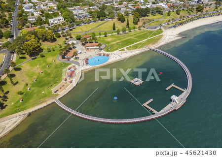 Aerial photo of a swimming enclosure at Geelong, Australia Aerial photo of a swimming enclosure at Geelong, Australia 45621430