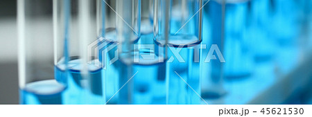 Test tube of glass overflows liquid solution potassium 45621530