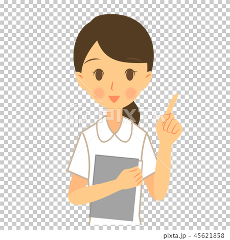 職業　看護師　女性　人差し指を立てている　上半身 45621858