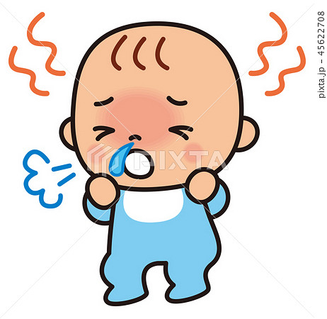 風邪の症状の赤ちゃんのイラスト素材