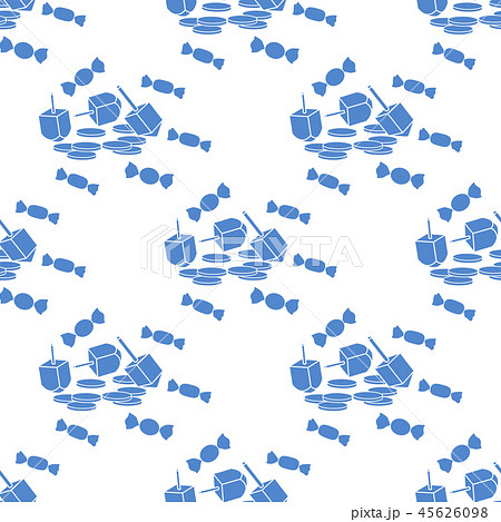 Seamless pattern with dreidel, coins, sweets 45626098