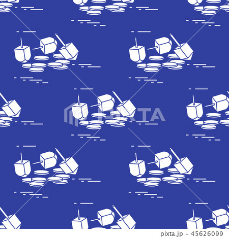Seamless pattern with dreidel, sevivon, coins 45626099