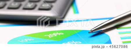 Financial statistics documents ball pen infographics 45627086
