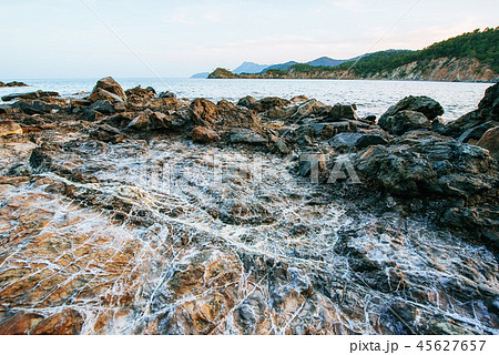 Huge rocks, cliffs and rocks along the coast. Huge rocks, cliffs and rocks along the coast. 45627657