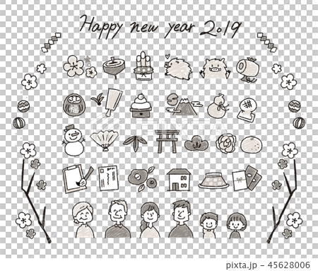 手繪風格新年圖標集(鉛筆觸摸) 手繪風格新年圖標集(鉛筆觸摸) 45628006