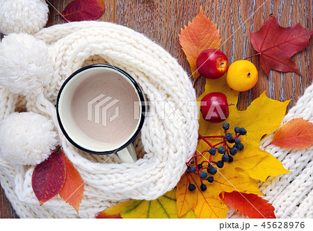 Autumn composition with cup of coffee 45628976