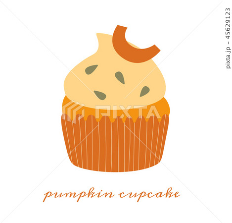 Pumpkin cupcake hand drawn vector illustrationのイラスト素材 [45629123] - PIXTA
