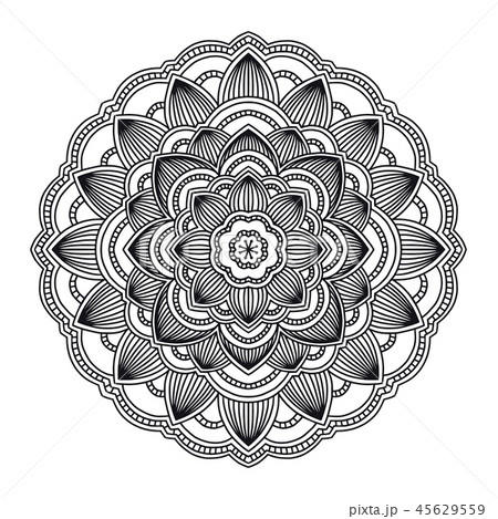 Mandala. Circle ethnic ornament. Hand drawn traditional indian round element. Spiritual meditation Mandala. Circle ethnic ornament. Hand drawn traditional indian round element. Spiritual meditation 45629559