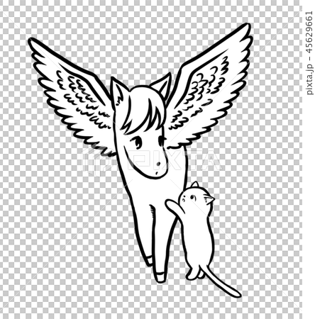 ペガサスと猫のイラスト素材