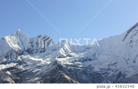 Annapurna Mountain Range covered with snow Annapurna Mountain Range covered with snow 45632540