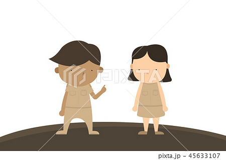 Boy and Girl Uniform character with copy space Boy and Girl Uniform character with copy space 45633107