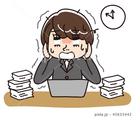 残業する女性 残業する女性 45635442