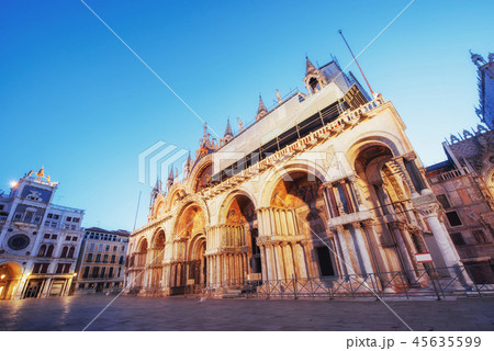 St Mark's Square Piazza San Marco and Campanile bell tower in Venice. Italy. 45635599