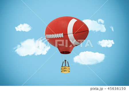 3d rendering of giant ball for American football used like a canopy for a hot air balloon flying in 45636150