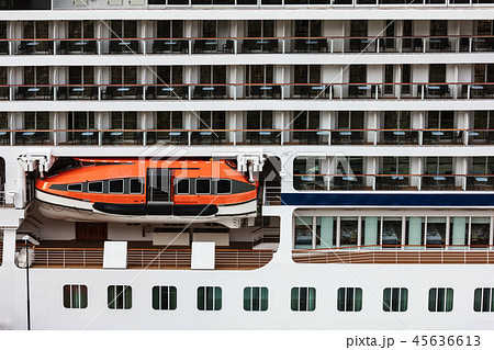 Safety lifeboat on deck of passenger ship Safety lifeboat on deck of passenger ship 45636613