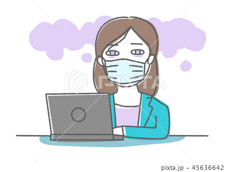 マスクをして仕事をする女性 マスクをして仕事をする女性 45636642