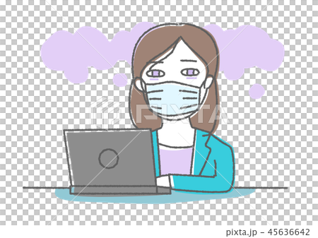 マスクをして仕事をする女性 マスクをして仕事をする女性 45636642