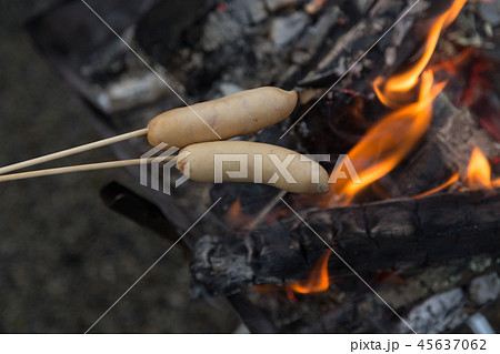 焚き火でウインナーを焼く 45637062