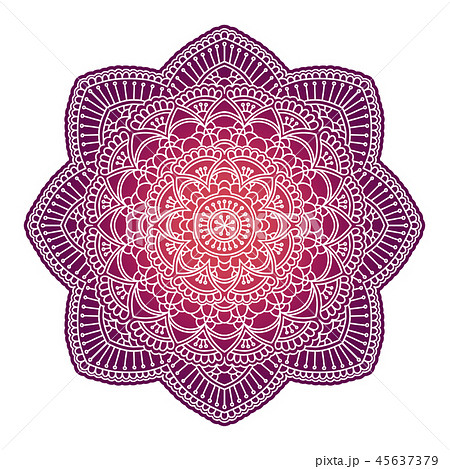 Gradient mandala. Circle ethnic ornament. Hand drawn traditional indian round element. Spiritual 45637379