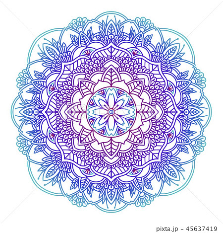 Gradient mandala. Circle ethnic ornament. Hand drawn traditional indian round element. Spiritual 45637419