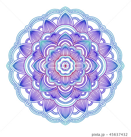 Gradient mandala. Circle ethnic ornament. Hand drawn traditional indian round element. Spiritual Gradient mandala. Circle ethnic ornament. Hand drawn traditional indian round element. Spiritual 45637432