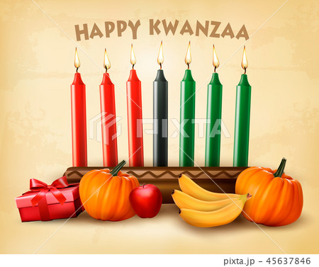 Holiday Kwanzaa background with seven candle 45637846
