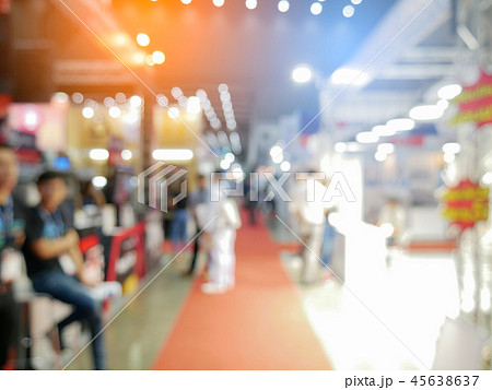 Blurry background of exhibition expo with crowd 45638637