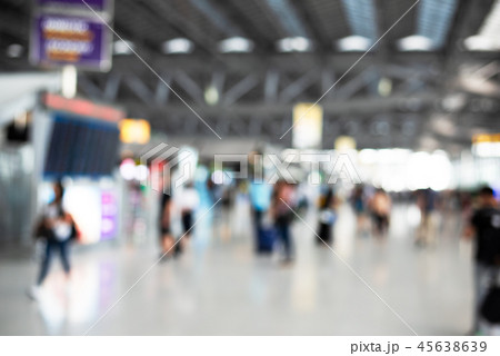 Blurry background of airport with crowd people 45638639