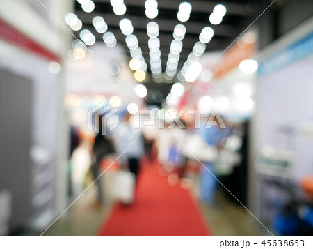 Blurry background of exhibition expo with crowd 45638653
