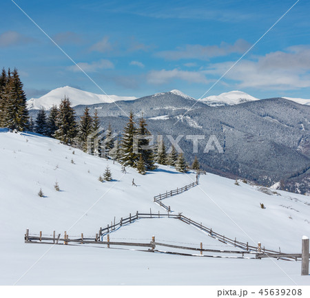 Winter snowy Carpathian mountains, Ukraine 45639208