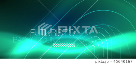 Neon glowing techno lines, hi-tech futuristic abstract background template with geometric shapes 45640167
