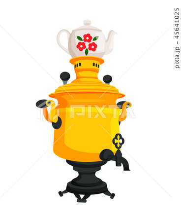 Samovar with Decorated Kettle Vector Illustration 45641025