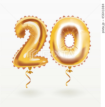 Golden Number Twenty Metallic Balloon のイラスト素材