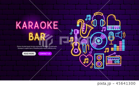 Karaoke Bar Neon Banner Designのイラスト素材 45641300 Pixta