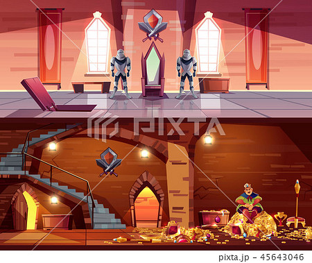 Vector ballroom with cellar, king with gold 45643046