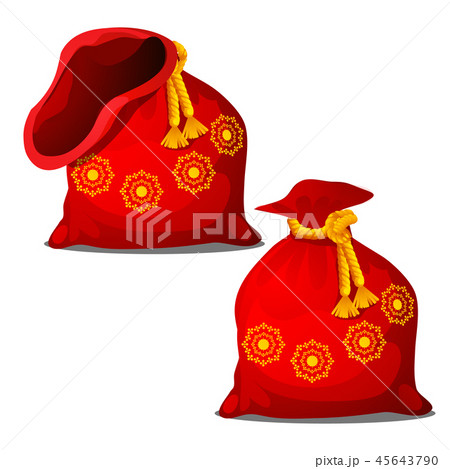A red pouch of Santa Claus isolated on white background. Vector cartoon close-up illustration. A red pouch of Santa Claus isolated on white background. Vector cartoon close-up illustration. 45643790