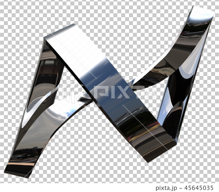 CG　3D　イラスト　立体　デザイン　メビウスの輪　N　オブジェクト　マーク　シンボル　金属　切り抜 45645035