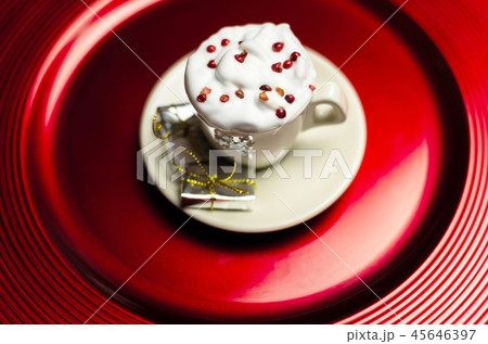 Christmas coffee with whipped cream  45646397