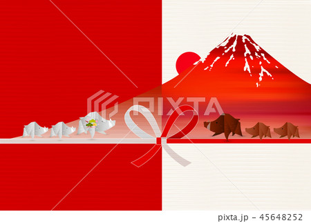 亥 富士山 年賀状 背景 亥 富士山 年賀状 背景 45648252