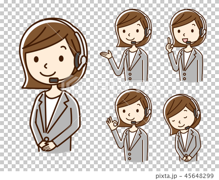 女性 オペレーター セットのイラスト素材