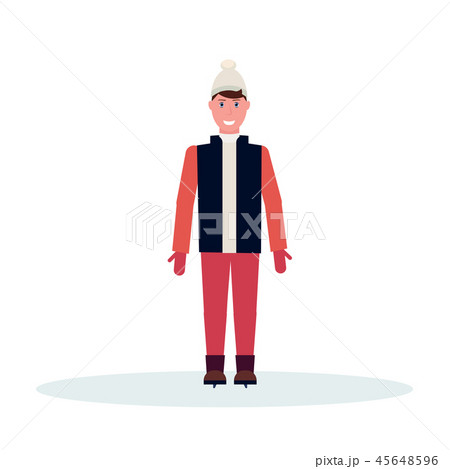 man skater wearing winter clothes guy skating male cartoon character full length flat isolated 45648596