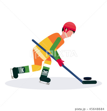 professional ice hockey player holding stick skating with pack male cartoon character full length professional ice hockey player holding stick skating with pack male cartoon character full length 45648684