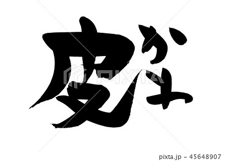 筆文字　皮　一文字　イラスト 45648907